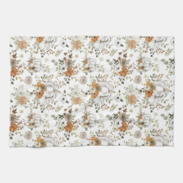 Paño De Cocina Calabazas y flores rústicas caídas