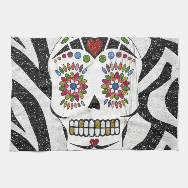 Paño De Cocina Calavera de azúcar de Rockabilly RAB en impresión  (Horizontal)
