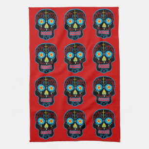 Paño De Cocina Calavera de Azúcar Negra