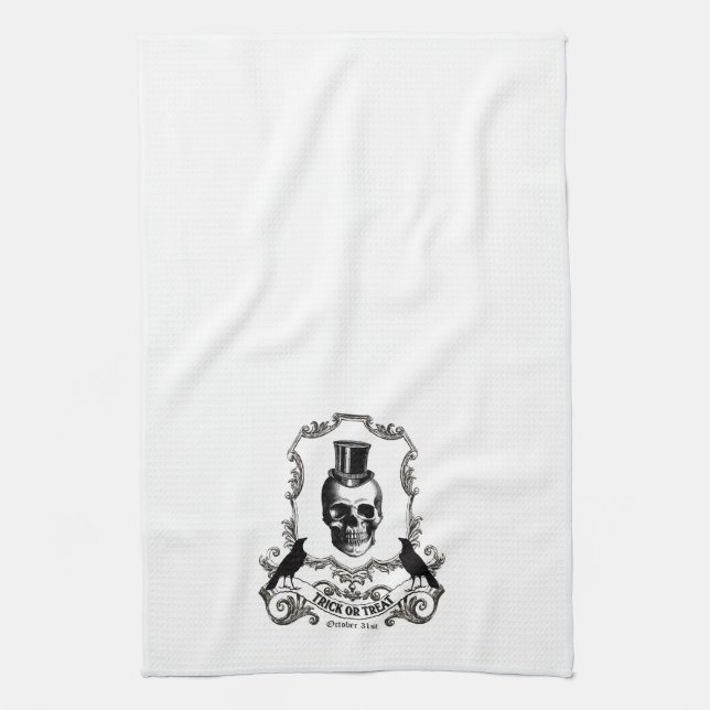 Paño De Cocina Calavera de Halloween de época moderna (Vertical)