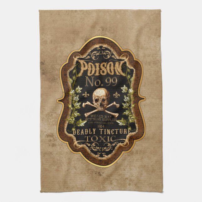 Paño De Cocina Calavera gótica de Halloween y Poción de bruja de  (Vertical)