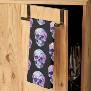 Paño De Cocina Calavera Negra Azul Purpura Halloween