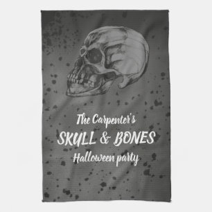 Paño De Cocina Calavera y huesos Halloween