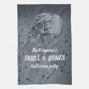 Paño De Cocina Calavera y huesos Halloween