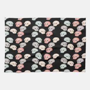 Paño De Cocina calaveras coloridas sobre negro