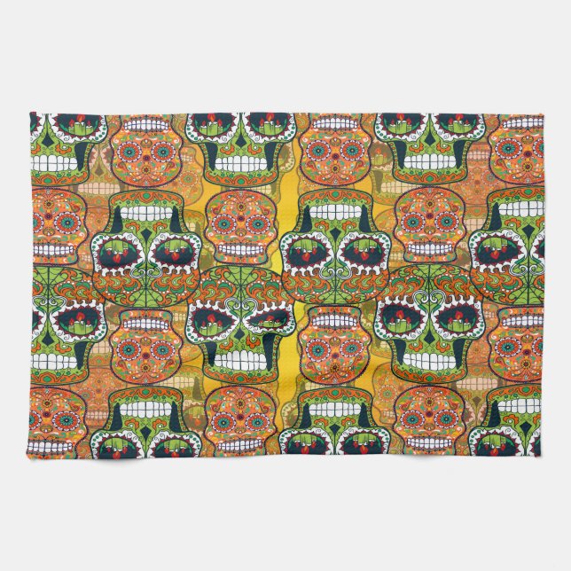 Paño De Cocina Calaveras de azúcar (Horizontal)