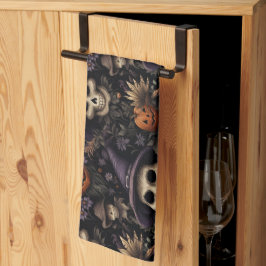 Paño De Cocina Calaveras de calabazas floridas Halloween