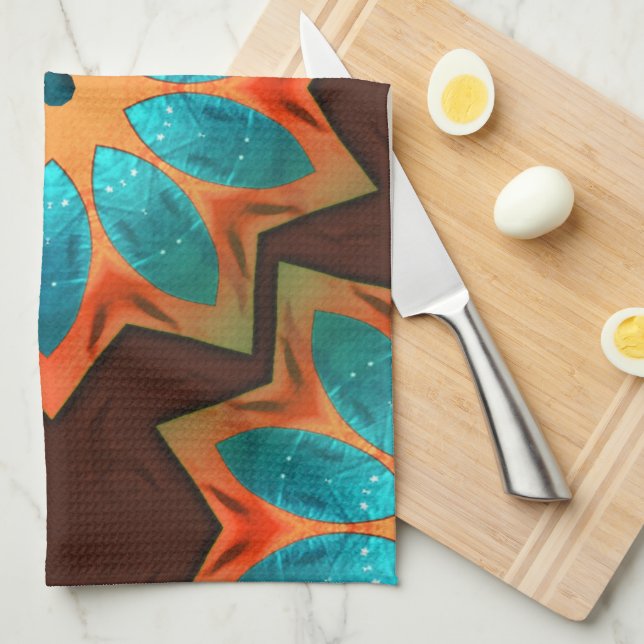 Paño De Cocina Caleidoscopio circular en una mezcla de leña y sat (Doblado Cuarto)