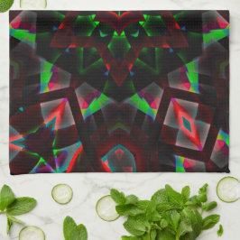 Paño De Cocina caleidoscopio con hexágono, gradiente verde y rojo