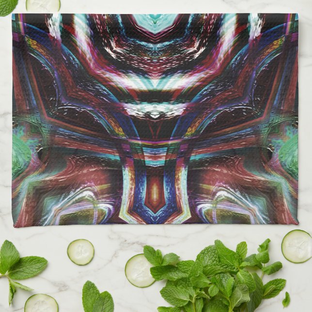 Paño De Cocina Caleidoscopio rústico arbolado con detalles de men (Doblado)