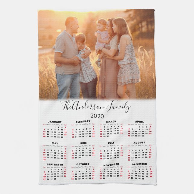 Paño De Cocina Calendario 2020 Nombre de la familia de fotos (Vertical)