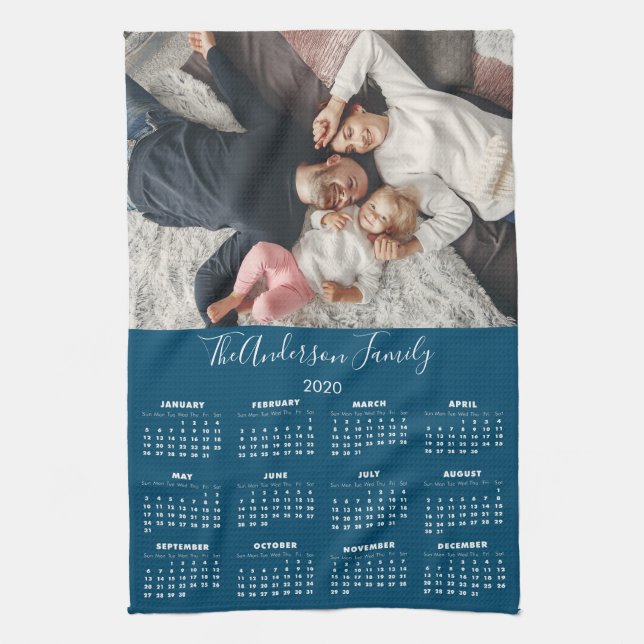 Paño De Cocina Calendario 2020 Nombre de la familia de fotos (Vertical)