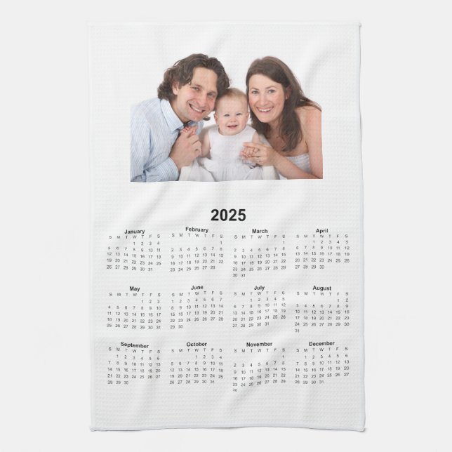 Paño De Cocina Calendario 2025 con foto Personalizado (Vertical)
