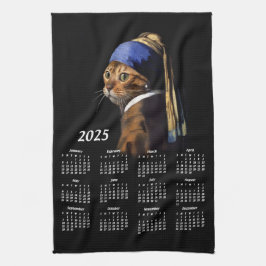 Paño De Cocina Calendario 2025 de la pintura de vermeer de Cat co