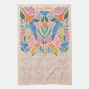 Paño De Cocina Calendario 2025 - Jay y Blooms azules