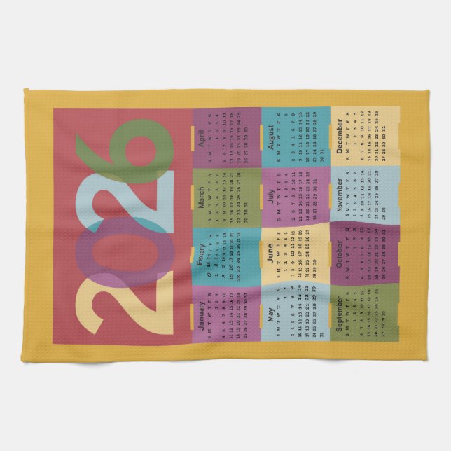 Paño De Cocina Calendario 2026 (Horizontal)