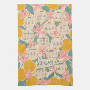 Paño De Cocina Calendario 2026 - cítricos y flores