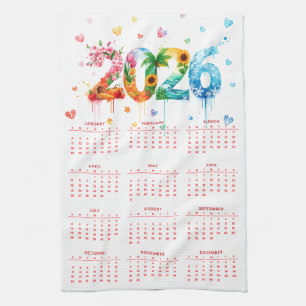 Paño De Cocina Calendario 2026 con cuatro estaciones