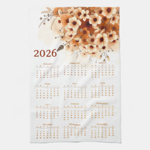 Paño De Cocina Calendario 2026 con flores