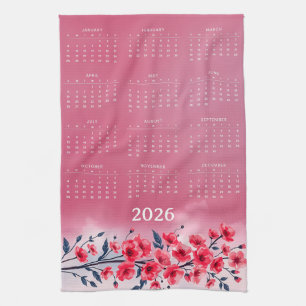 Paño De Cocina Calendario 2026 con flores