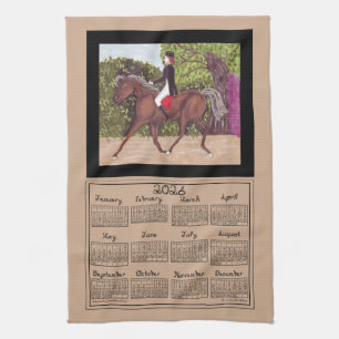 Paño De Cocina Calendario 2026 Dressage Caballo Deporte Tela Fuen