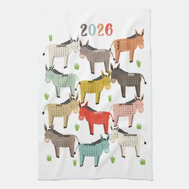 Paño De Cocina Calendario 2026 Tonos terrestres burro (Vertical)
