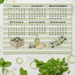 Paño De Cocina Calendario 2027, Aceitunas Mediterráneas, Rayas Ve
