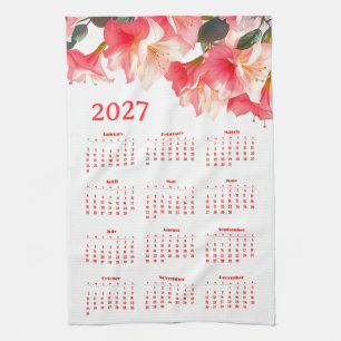 Paño De Cocina Calendario 2027 con flores