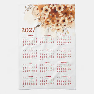 Paño De Cocina Calendario 2027 con flores