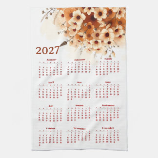 Paño De Cocina Calendario 2027 con flores