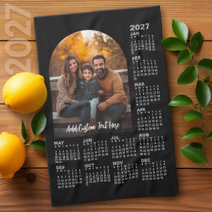 Paño De Cocina Calendario 2027 con Foto - Año Completo Negro
