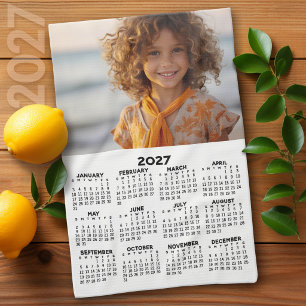 Paño De Cocina Calendario 2027 con Foto - Vista Anual - Blanco Ne