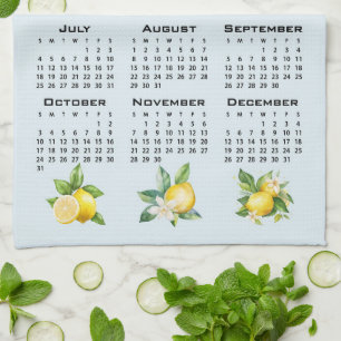 Paño De Cocina Calendario 2027 estilo italiano limones fondo azul