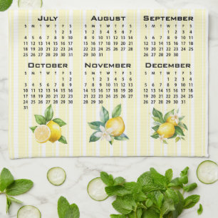 Paño De Cocina Calendario 2027 estilo italiano limones rayas amar