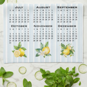 Paño De Cocina Calendario 2027 estilo italiano limones rayas azul