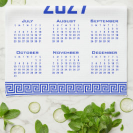 Paño De Cocina Calendario 2027, Falso Griego, Azul Griego sobre B