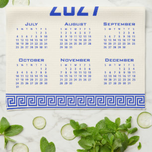 Paño De Cocina Calendario 2027, Falso Griego, Café Cósmico Azul G