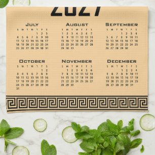 Paño De Cocina Calendario 2027, Falso Griego, Negro sobre Beige