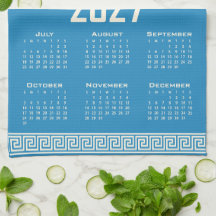 Calendario 2027, greca, Latte cósmico sobre azul