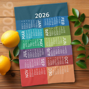 Paño De Cocina Calendario - Año completo con meses divertidos y c