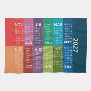 Paño De Cocina Calendario - Año completo con meses divertidos y c