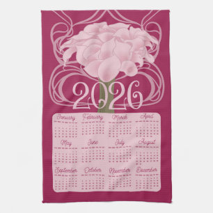 Paño De Cocina Calendario Art Nouveau Retro Floral Calla Lily 202