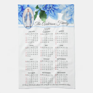 Paño De Cocina Calendario bendecido 2019 del Virgen María