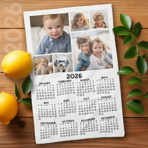 Paño De Cocina Calendario con 6 Collages de fotos - Blanco y negr