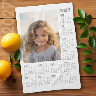 Paño De Cocina Calendario con Foto Vista Anual Moderna Minimalist