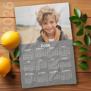 Paño De Cocina Calendario con foto - vista de año - gris
