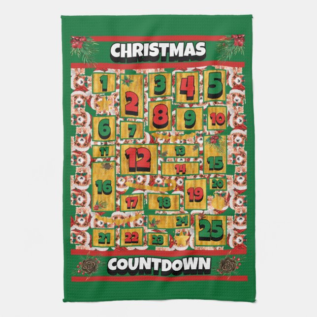 Paño De Cocina Calendario de Adviento de Navidad Cavalier Countdo (Vertical)