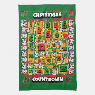Paño De Cocina Calendario de Adviento de Navidad con Cuenta Regre