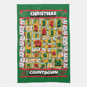 Paño De Cocina Calendario de Adviento de Navidad con Cuenta Regre