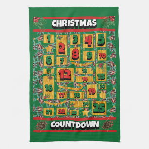 Paño De Cocina Calendario de Adviento de Navidad con Cuenta Regre
